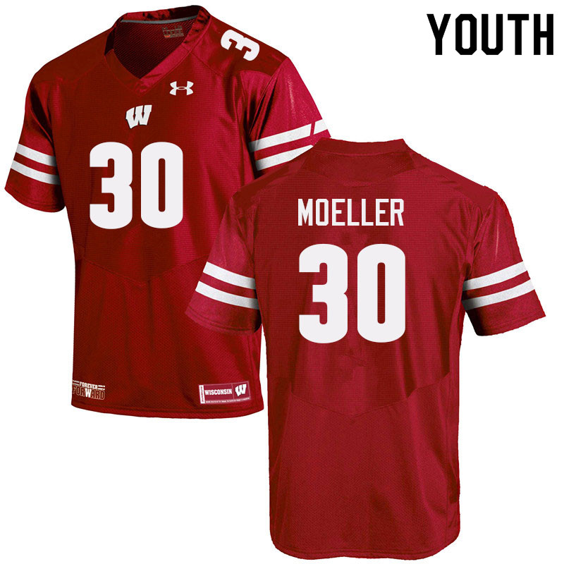 Youth #30 Alex Moeller Wisconsin Badgers College Football Jerseys Sale-Red - Click Image to Close